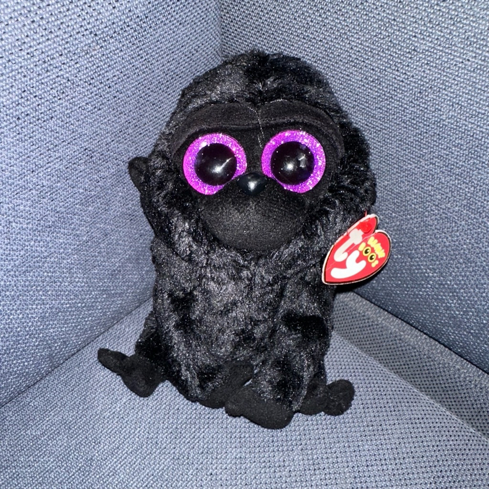 Ty Beanie Boo's George the Gorilla Plush Toy, Black & Purple NEW - Picture 3 of 11